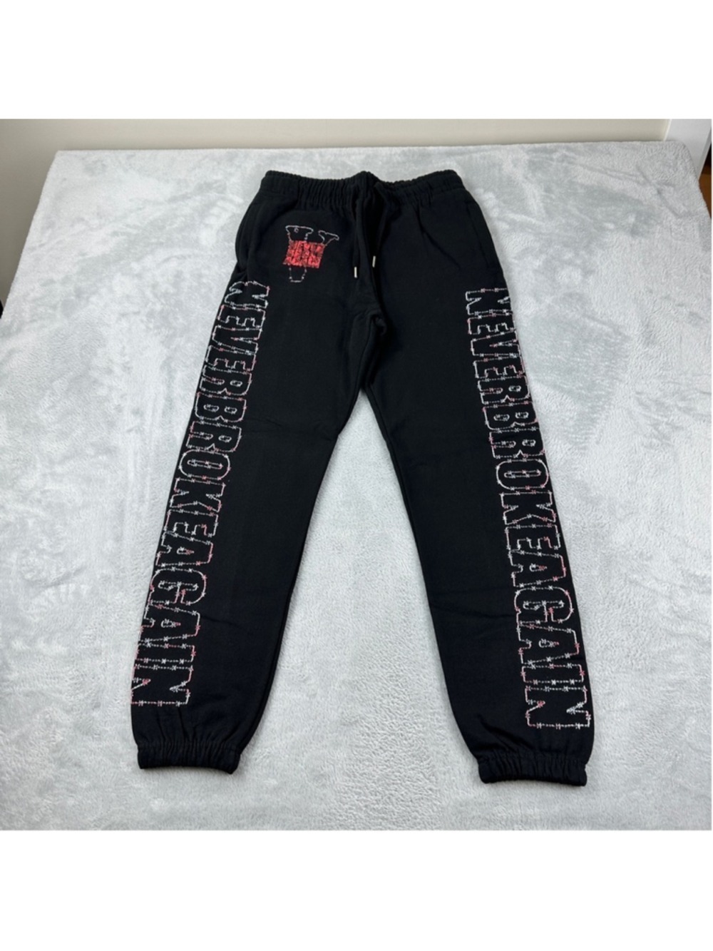 Vlone x Never Broke Again NWOT Black Sweatpants Men's Size Small 100% Cotton